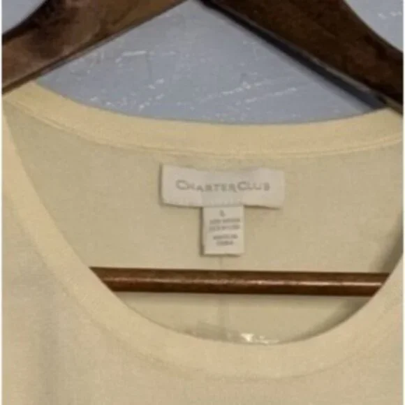 Charter Club Womens Ivory Sleeveless Knit Tank Top L Cotton classic quiet luxury - Picture 6 of 10